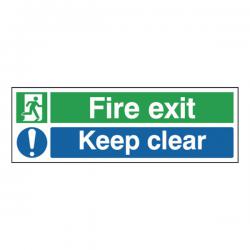 Cheap Stationery Supply of Safety Sign Fire Exit Keep Clear 150x450mm Self-Adhesive EC08S/S SR71733 Office Statationery